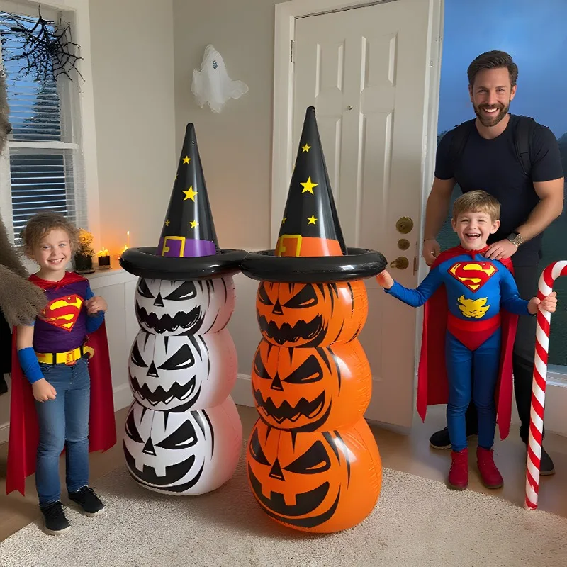 Inflatable Halloween Floor Lamp Toys Halloween Party Supplies Decoration PVC Luminous LED Pumpkin Ghost Air Model Vertical Light