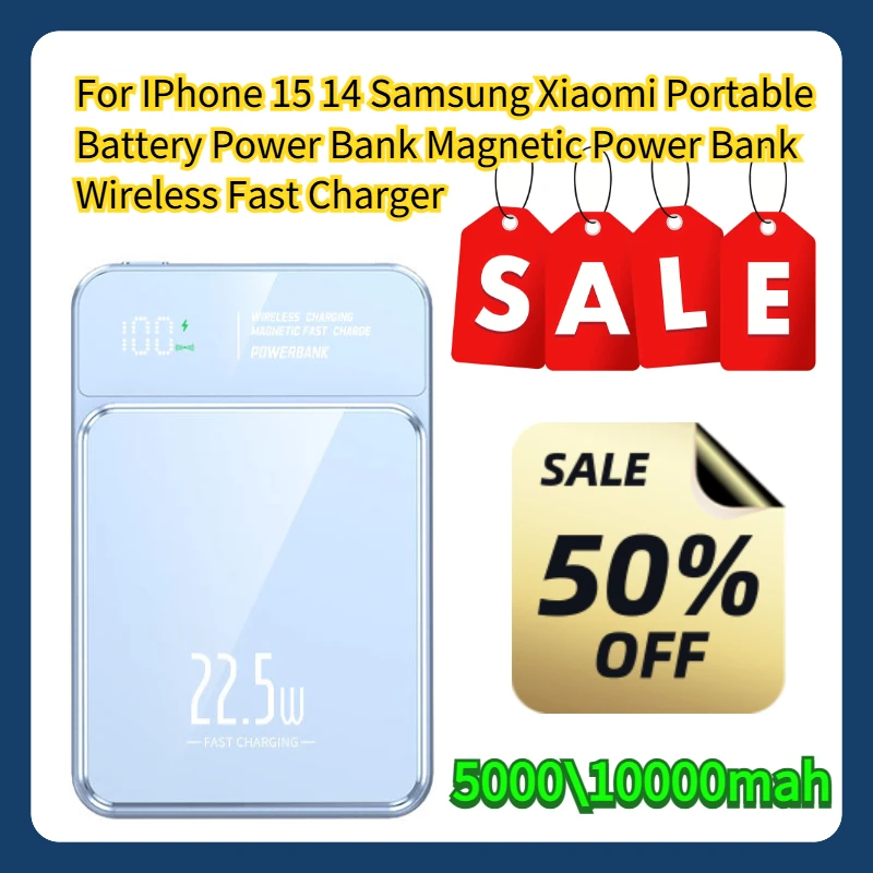 

For IPhone 15 14 Samsung Xiaomi Portable Battery Power Bank Magnetic Power Bank 5000\10000mah Wireless Fast Charger