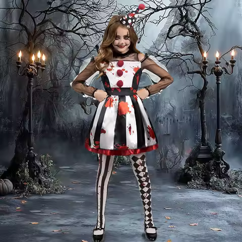 Children'S Fashion Halloween Costumes Halloween Children'S Costume Clown Costume Circus Party Funny Dress Girl Flower Girl Gown