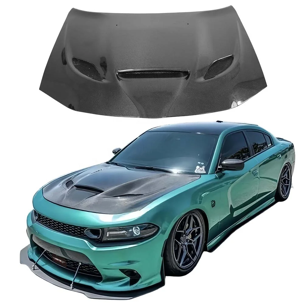 New SRT Style High Quality Carbon Fiber Bonnet Hood for Charger with Heat Dissipation 2015-2023 100% Fit