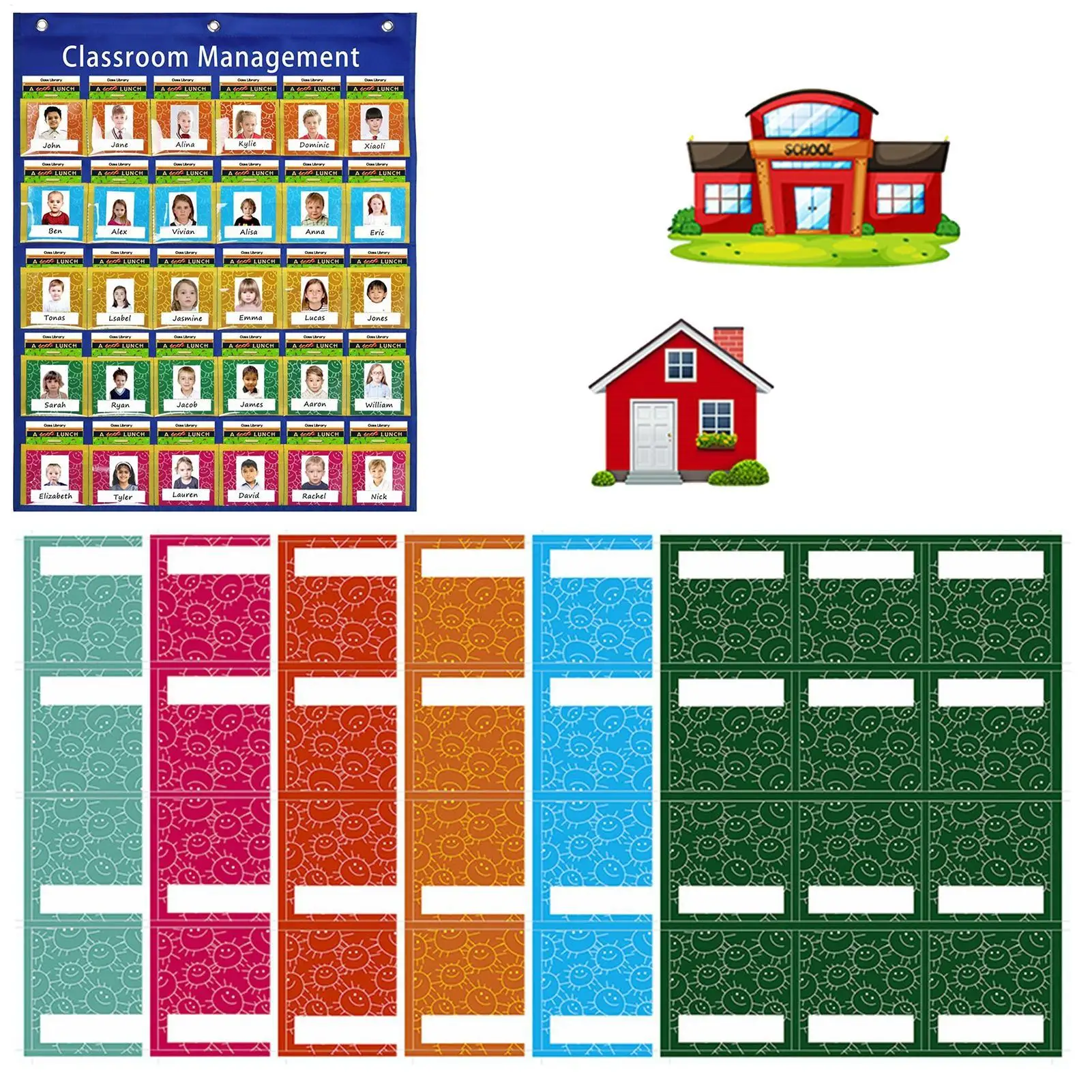 School Classroom Attendance Pocket Chart With 74 Color Cards Teacher Who Is Here Todays Accessories For Classroom Management