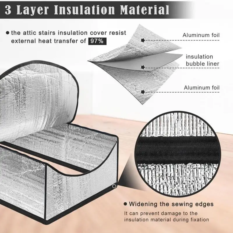 25/54/11 Inch Double-layer Bubble Attic Staircase Insulation Cover, Thick Attic Door Insulation Cover