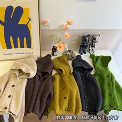 Children's Sweaters Cardigan Coats 2024 Boys Girls Autumn Hooded Jackets Kids Casual Jumper Baby Single Breasted Fashion Clothes