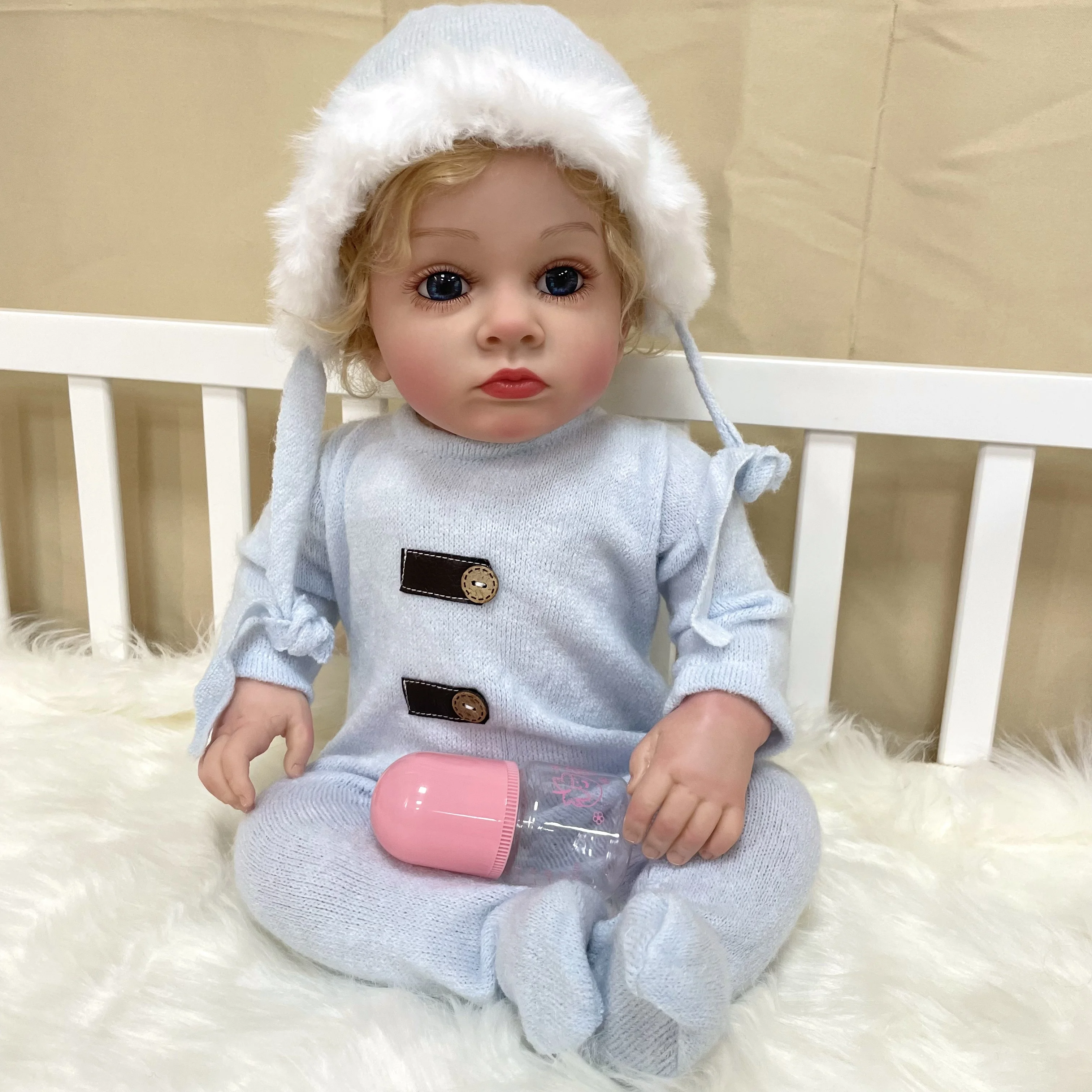 

Cokela 60cm / 24inch Realistic Baby Doll Cute Vinyl Doll Real Soft Touch Kid Toy Doll Hand-Rooted Hair Silicone Reborn Baby