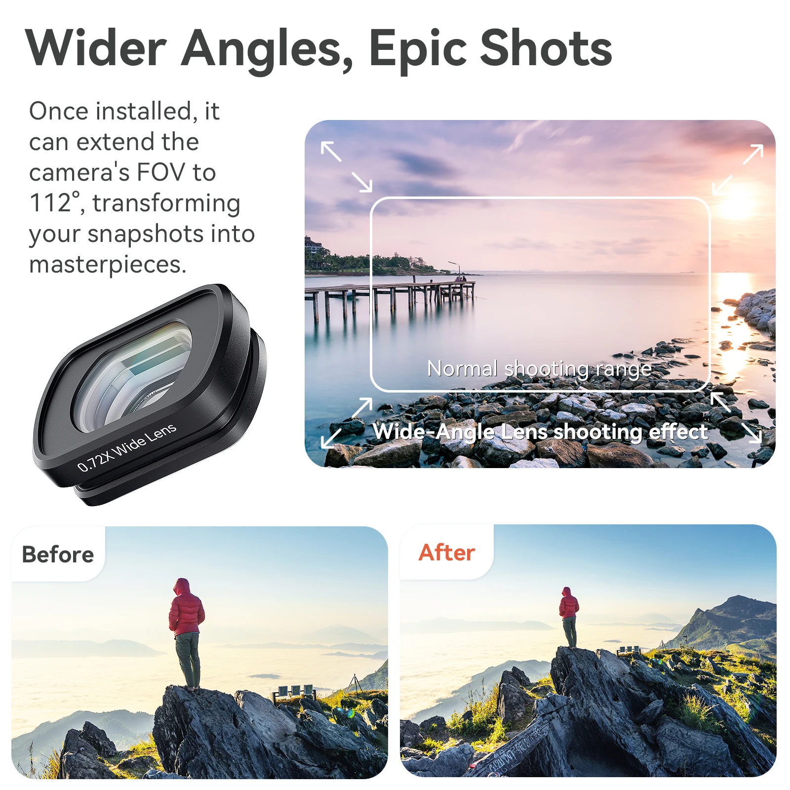 aMagisn عدسة ماكرو / عدسة واسعة الزاوية  لـ DJI Osmo Pocket 3 زجاج بصري / مرفق مغناطيسي / إطار من الألومنيوم  عدسة كاميرا للجيب 3