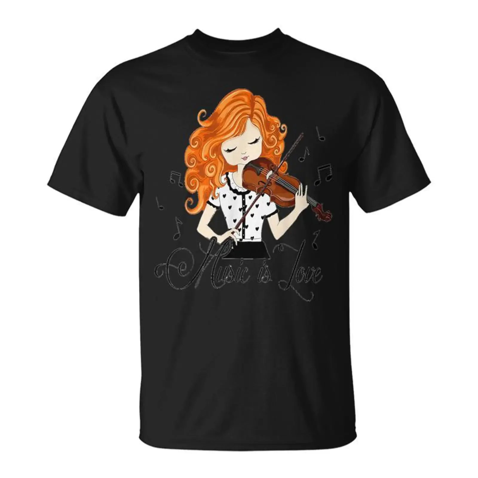 Violoniste Fille Dessin Animé Musique Classique Folk T Shirt Cadeauxyz vintage Washed graphic streetwear fashion Breathable