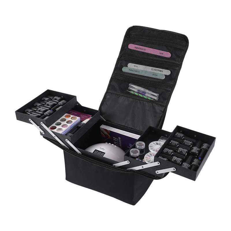 Large Capacity Professional Cosmetic Boxes Portable Zipper Nail Art Kit Organizer Storage Case Women Make Up Handbag Makeup Bags