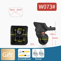 탈착식 교체 트롤리 여행 가방 캐스터, 견고하고 내구성이 뛰어난 가방 휠 팩, W073, 간단한 설치, 2 개