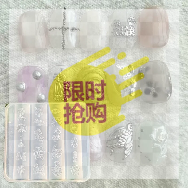 【HBA】Swan Swallow Cherry Mushroom Butterfly Knot 3D Embossed Nail Art Silicone Mold For Diy Nail Decoration Template