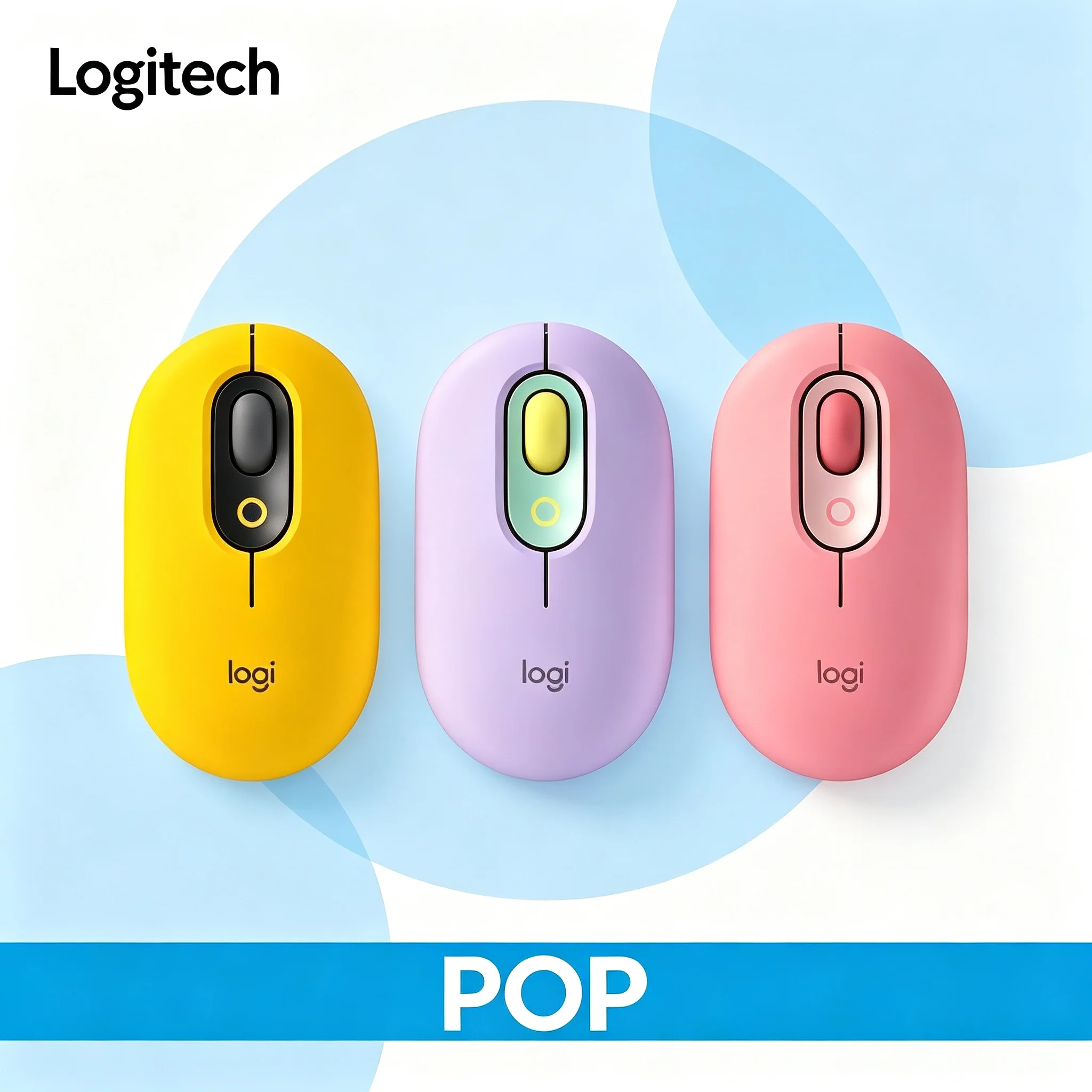 Logitech POP Wireless Bluetooth Mouse Quiet Click Matte Pastel Cute Color Small Mice For Daily Study Laptop Chromebook PC