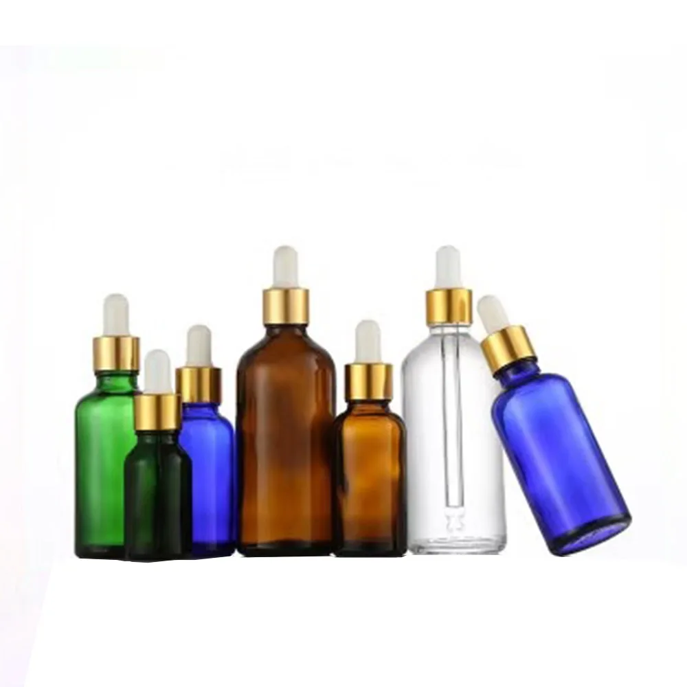 

10/15/20/30/50/100ml Reusable Cosmetic Portable Essential Oil Bottle White Rubber Head Dropper Silver Cap Clear Container