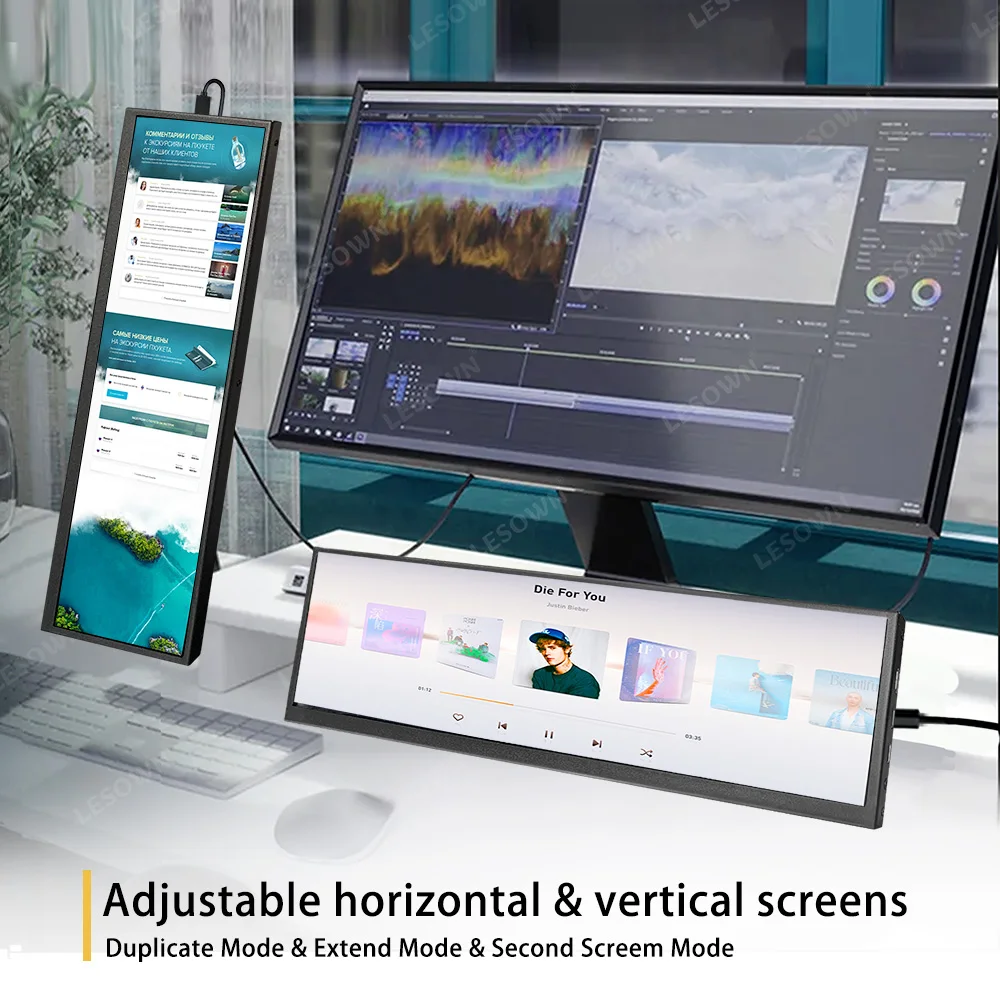 Imagem -04 - Lesown-lcd Display com Tela de Tira Longa Monitor Secundário Bar para Supermercado de Ações 127 Polegadas Resolução 120hz 2880x864 Ips Touch