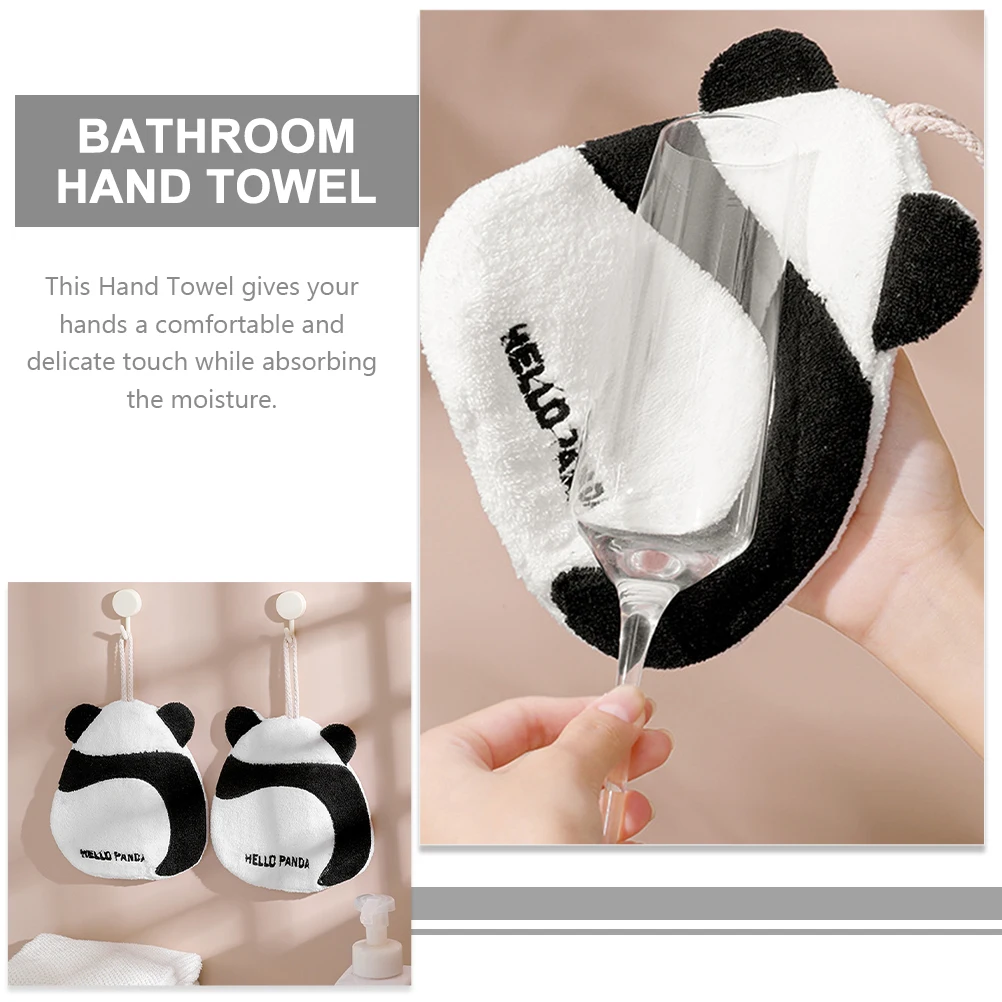 

2pcs Coral Fleece Hand Towel Cute Cartoon Design Super Absorbent Fast Drying Bathroom Kitchen Towels Home Use Water Absorbing