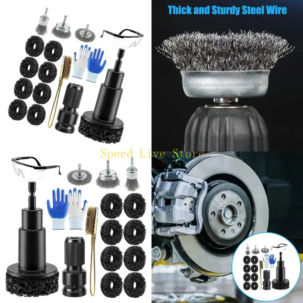 547C Wheel Center Maintenance Tool Set with 6 Sided Shank Brush Pieces