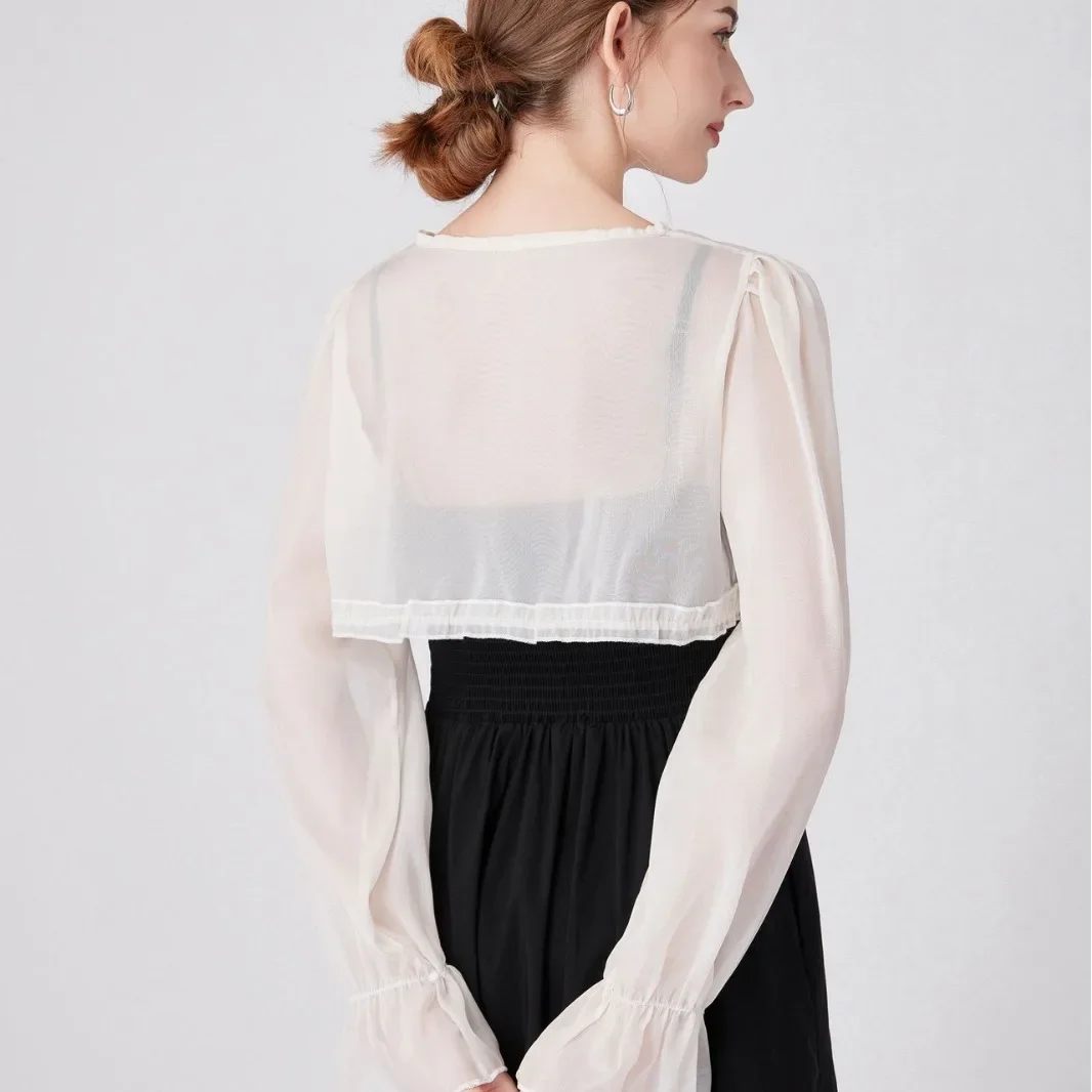 White Long Sleeved Fake Collar Small Cape for Womens Shirt Detachable Collar Detachable Half Shirt Blouse Style False Collar