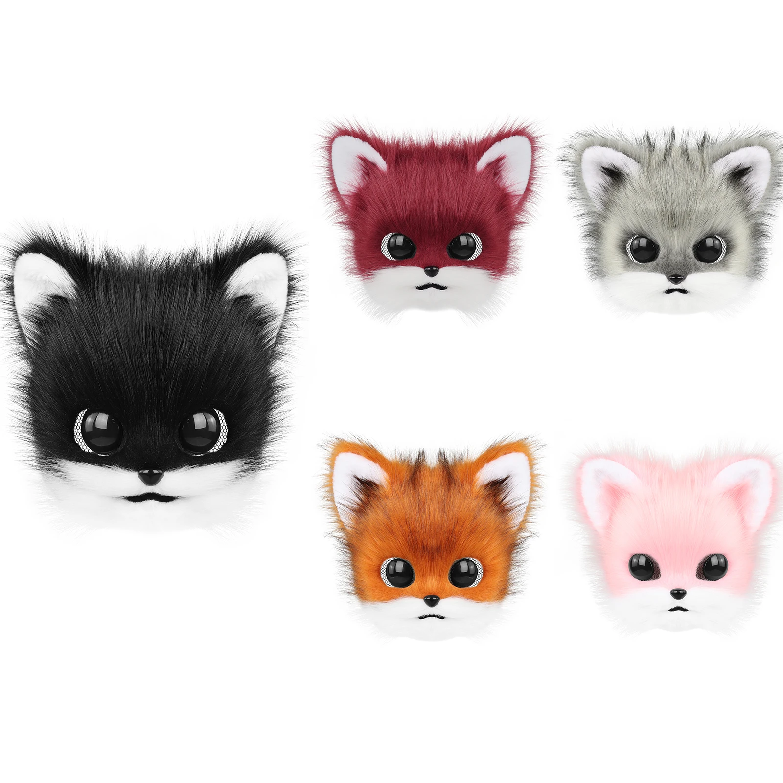 Animal Cat Mask Faux Fur Fox Cosplay Therian Masks for Halloween Party Costume Accessories