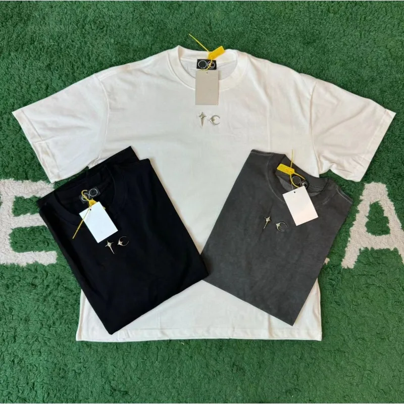 24SS شارع العليا البلطجة نادي بلون القطن عادية قصيرة الأكمام أعلى الرجال عادية تنوعا تي شيرت ملابس للرجال #1