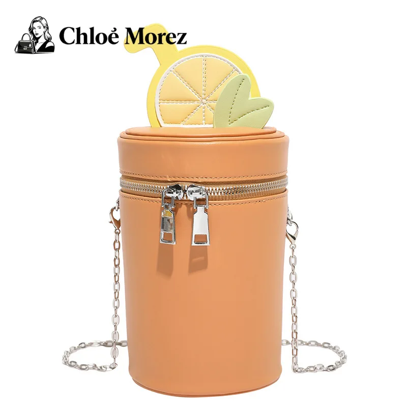 

Lemon Tea Shaped Bag Shoulder Cartoon Girl Versatile Crossbody Cylindrical Bag, Trendy
