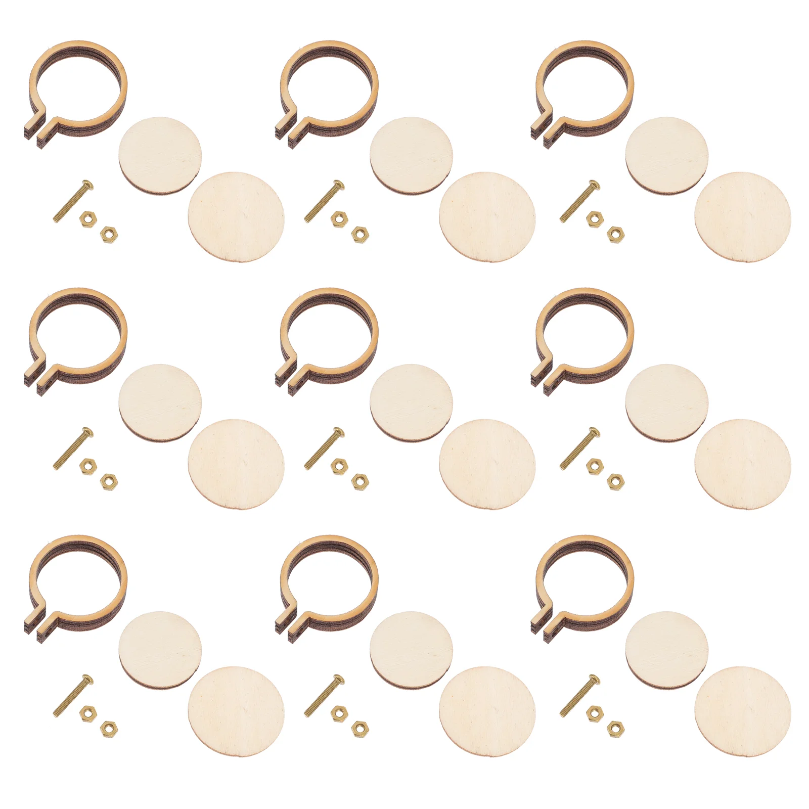 20 Sets Mini Embroidered Hoop Pendant Decor DIY Jewelry Making Embroidery Shape Pendants Findings Wooden Necklace