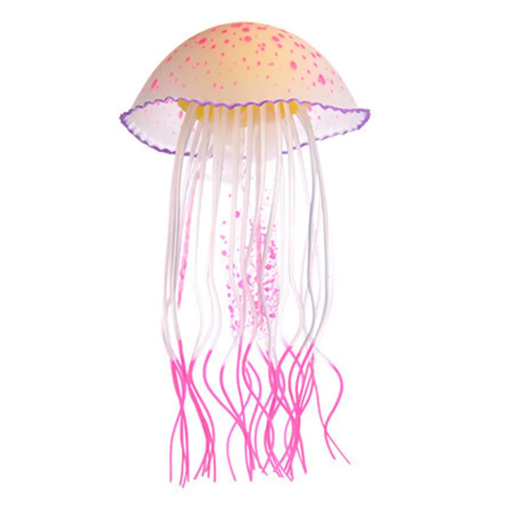 Silicone Glowing Jellyfish Aquarium Decor Red Luminous Fake Photo Prop Fish Tank Layout Adornment Lifelike Safe Pollution Free