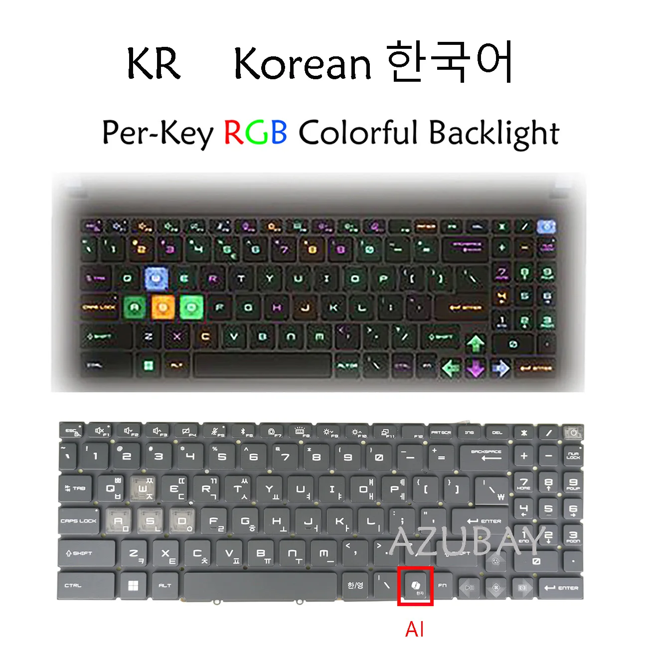 Per-Key RGB Backlit Laptop Keyboard For MSI Vector GP68 GP68HX 13VF 13VG 13VI 13VH 12VH 12VI, MS-15M1 MS-15M2 MS-17S1 Korean
