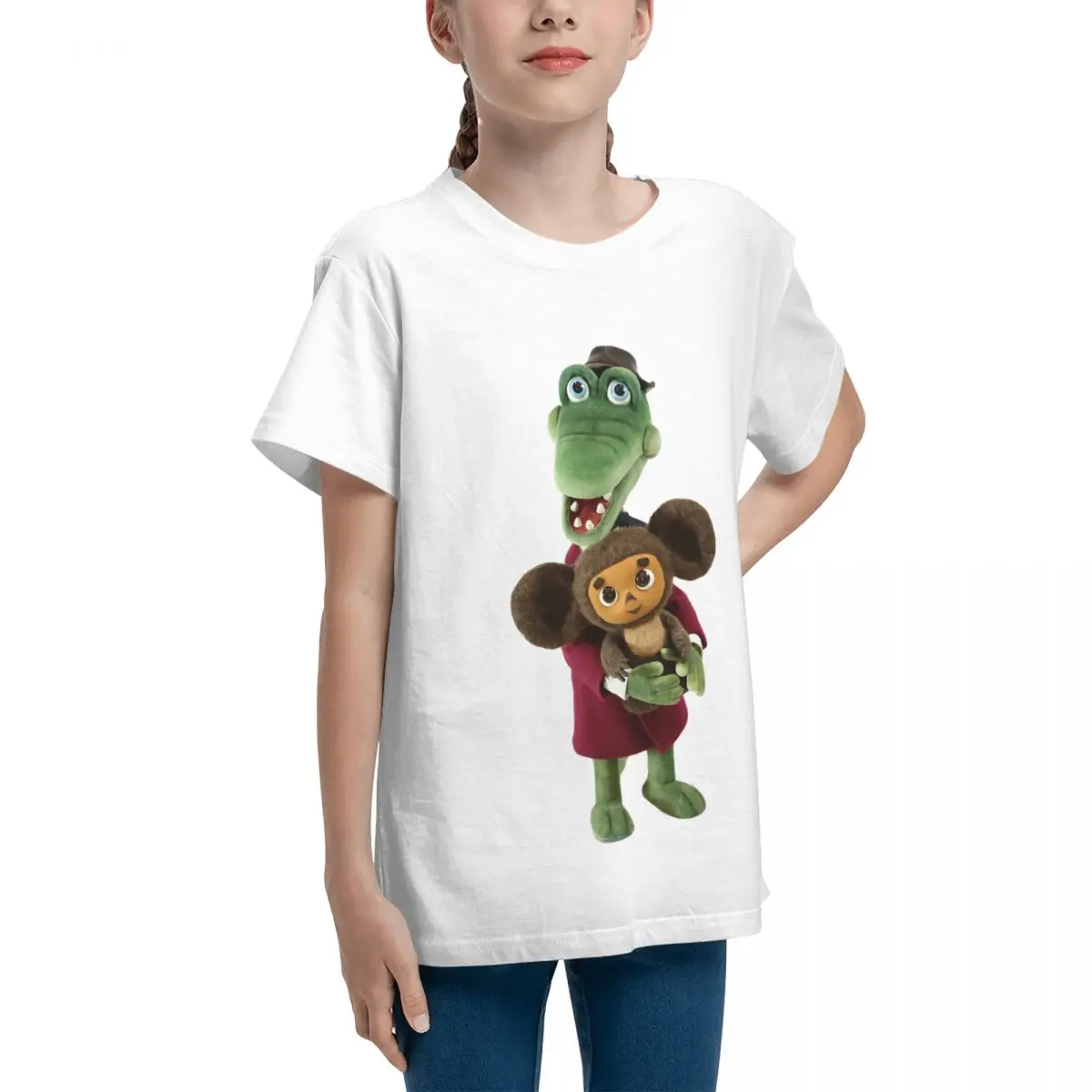 Gena & Cheburashka Classic For Sale Teeanger Basic Short Sleeve T-Shirt Round neck Top tee Cute Funny High quality image 2