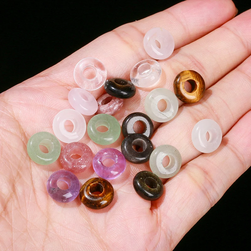 10 Pcs/lot Natural Stone Tiger Eye Amethyst Jasper Abacus Shape Big Hole Bead 10*4mm For Jewelry Making Diy Necklace Bracelet