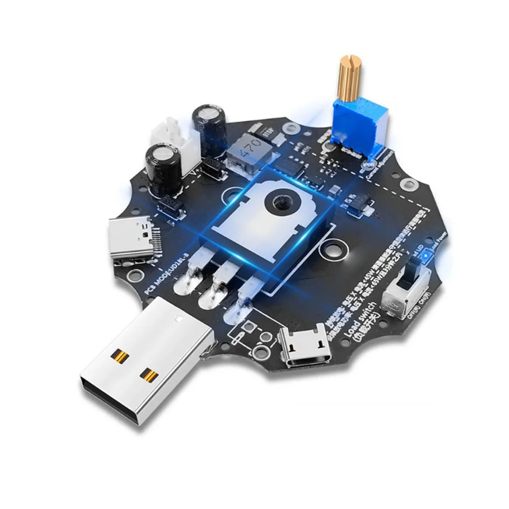 

65W USB DC Load Resistor Battery Discharge Tester with Intelligent Temperature Fan and Adjustable Current Control