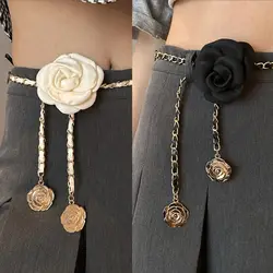 1PC Camellia Waist Chain Accessories For Women's Fashion Flower Chain Waist Belt Decoration Dress Chain