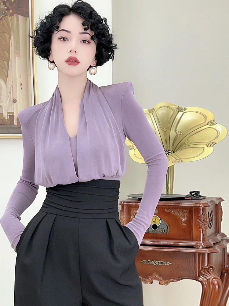 

Женский топ LYXJ: однотонный, приталенный, с длинным рукавом, дизайн «фальш-двойка», весенняя коллекция, модный базовый элемент гардероба