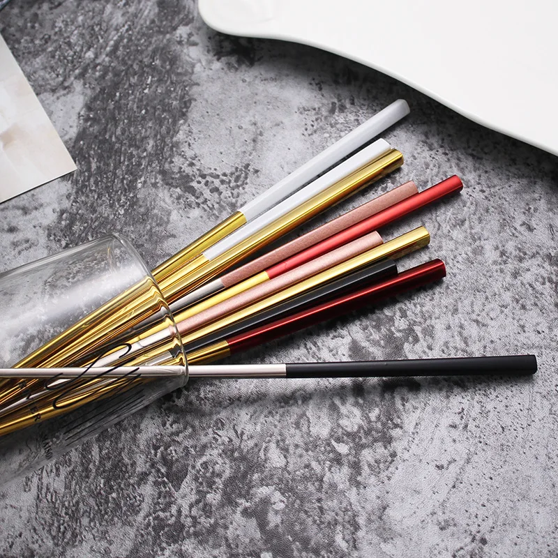 

5pair/set 23cm Nordic Chopsticks 304 Stainless Steel Colored Chopsticks Anti-scalding Household Tableware Korean Style Chopstick