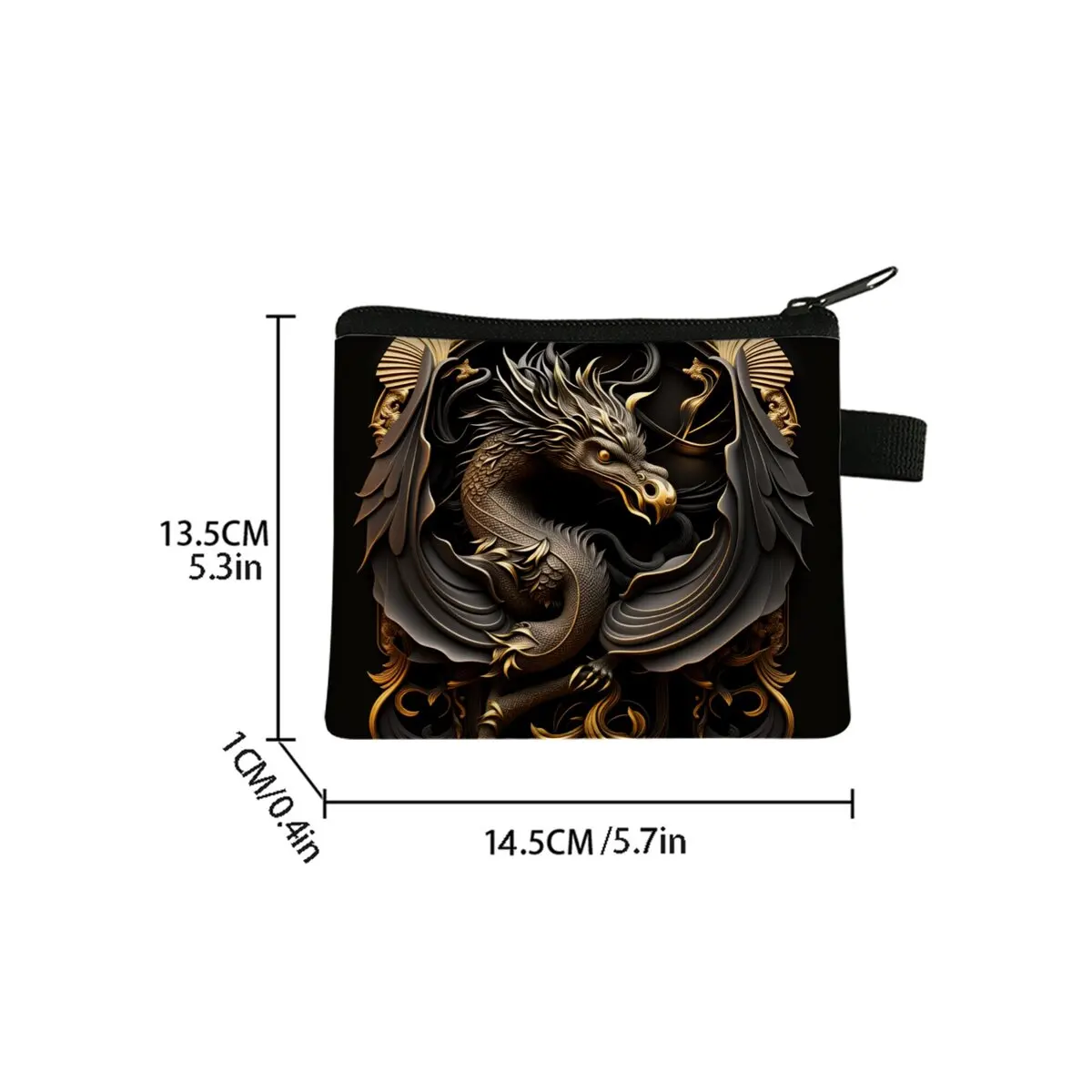 Metal Dragon Print Coin Purse Best Gifts for Boy/Girls 2D Cartoon Cute Storage Bag with Zipper Closure for Children's Wallet
