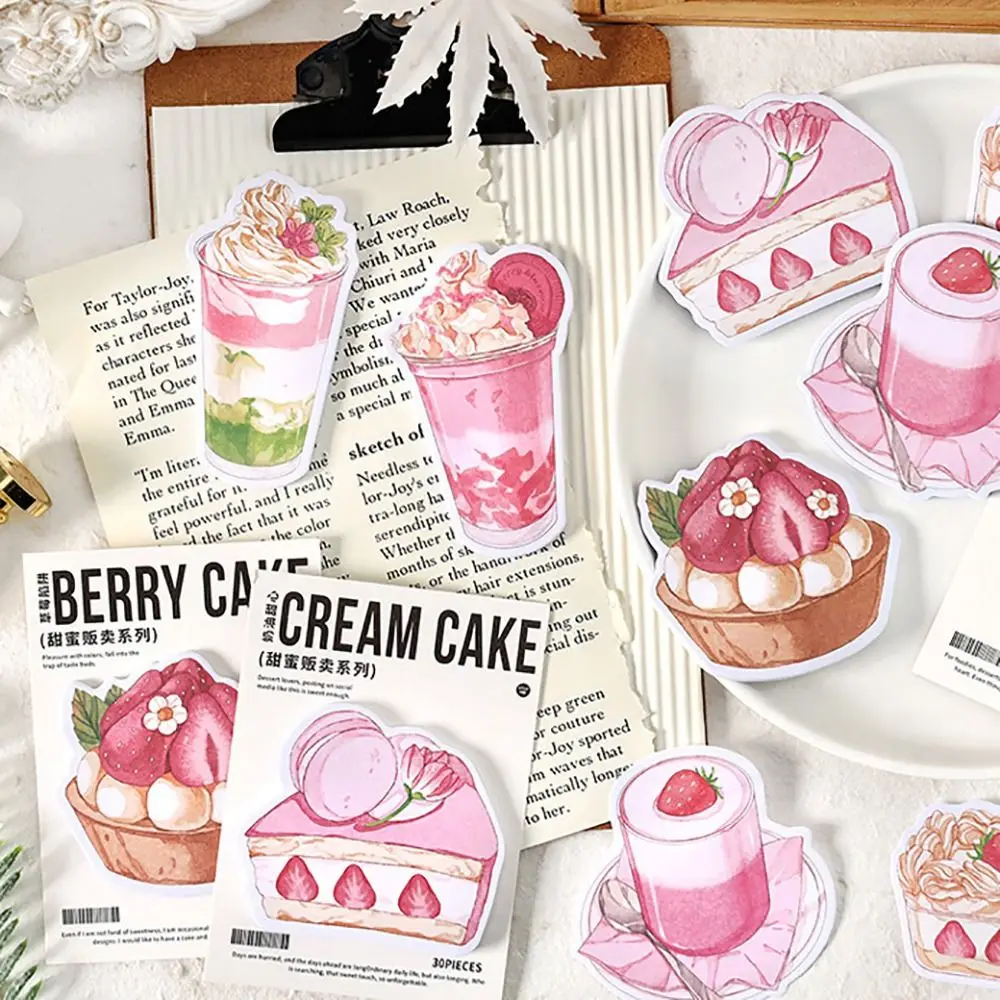 30Sheets Portable Desserts Sticky Notes 30Sheets Cartoon Notepad Stationery Memo Pad