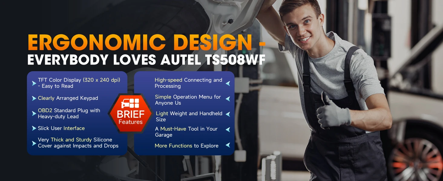 Autel MaxiTPMS TS508WF TPMS Relearn-Tool, Programmiergerät für MX-Sensoren 315/433MHz, Sensor-Neulernung/Aktivierung, Fehlercode-Auslesen/-Löschen, PK TS408S – Detail 12