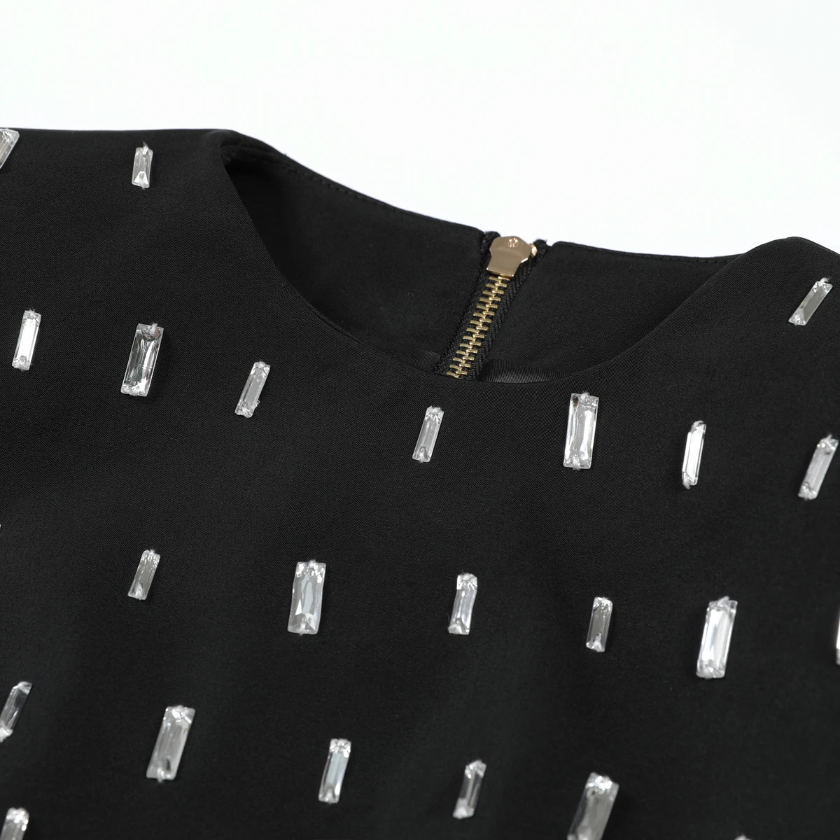 High Quality Spring And Autumn New Fashion Women's Fashion Handmade Nail Bead Commuter Top+Hip Wrapping Half Skirt Set