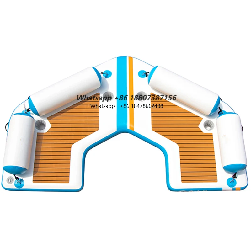 Portable Water Play Equipment Inflatable C-Dock Floating Island Platform
