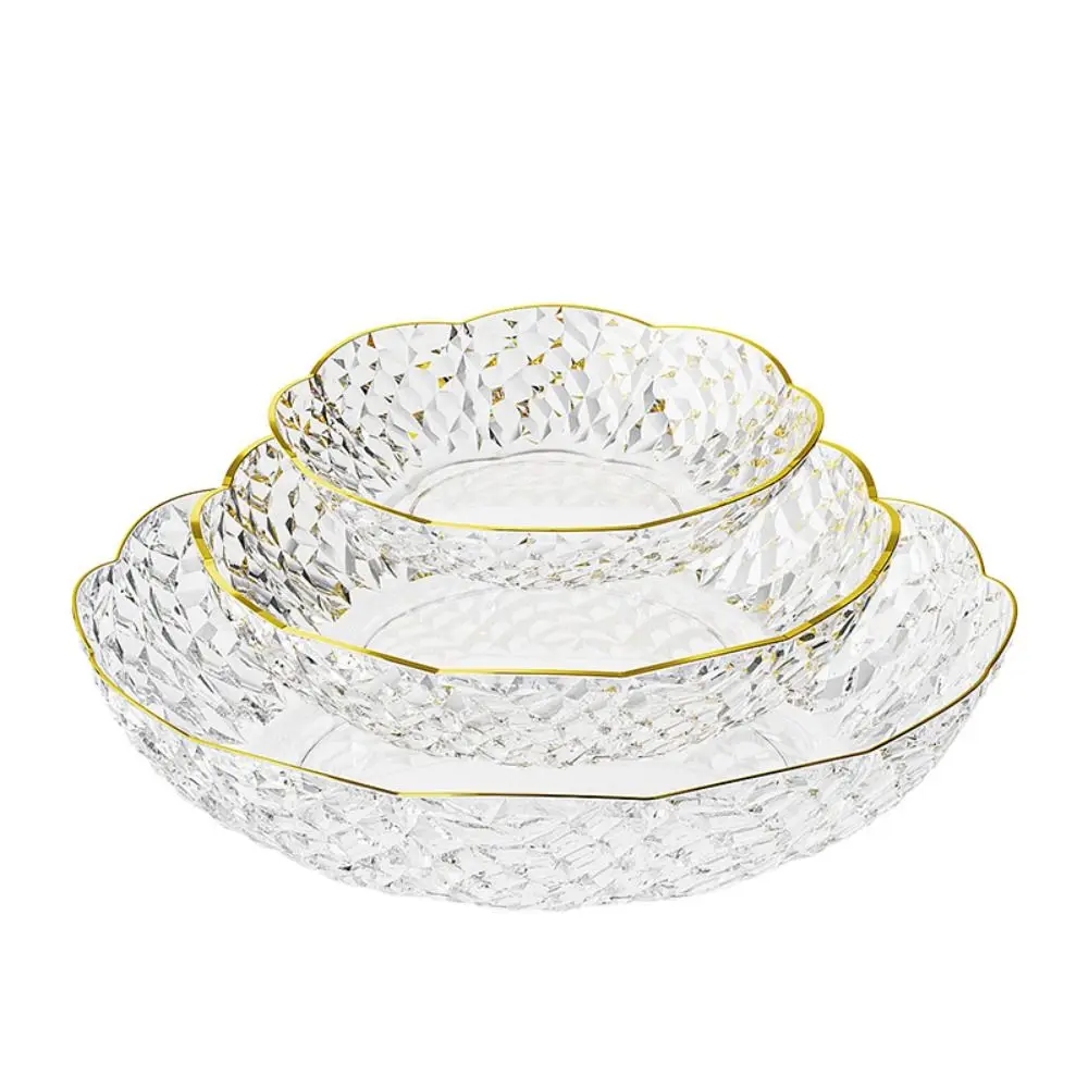 رائعة زهرة على شكل أطباق فاكهه شفافة الماس الحلوى صينية للسلطة عرض ضوء طبق للوجبات الخفيفة الفاخرة المنزلية #4