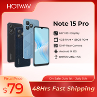HOTWAV Note 15 Pro Mobile Phone Android 14 6.6'' HD+ 12(4+8)GB 128GB Cellphone 13MP 5160mAh 8.9mm Ultra-Thin Smartphone
