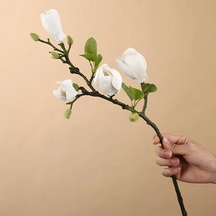 Artificial Flower Silk Magnolia Bouquet Diy Photo Props Wedding Bridal Garland Table Party Vase Home Outdoor Garden Decoration