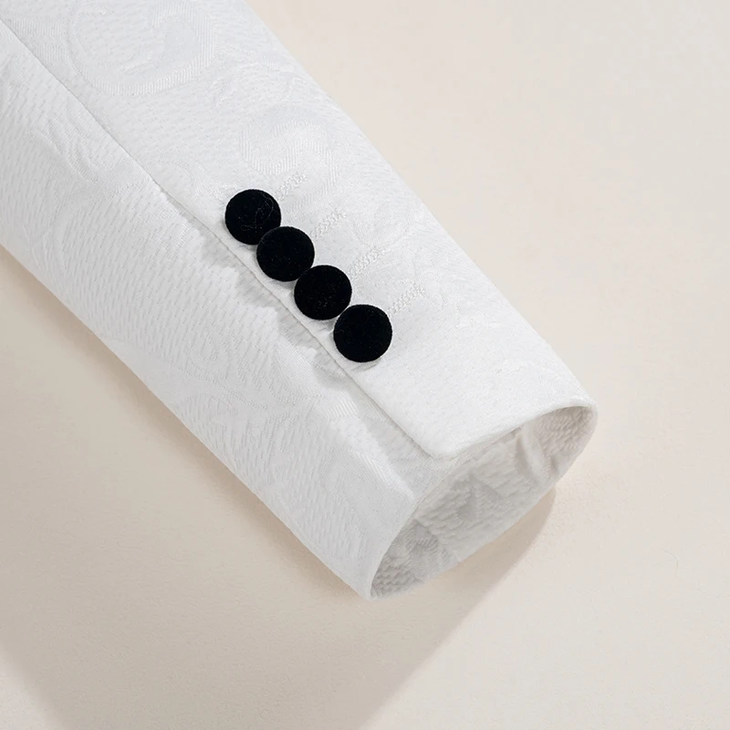 ST Cassy High Quality luxury Retro carving Slim Fit Tuxedo Prom Suit Fashion white Male Groom Wedding three-piece