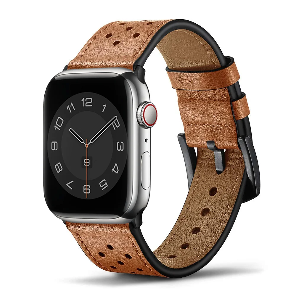 Strap For Apple Watch band 7 45mm ultra 49mm 41mm Genuine Leather 42mm 38mm bracelet correa iwatch series 8 3 4 5 se 6 44mm 40mm