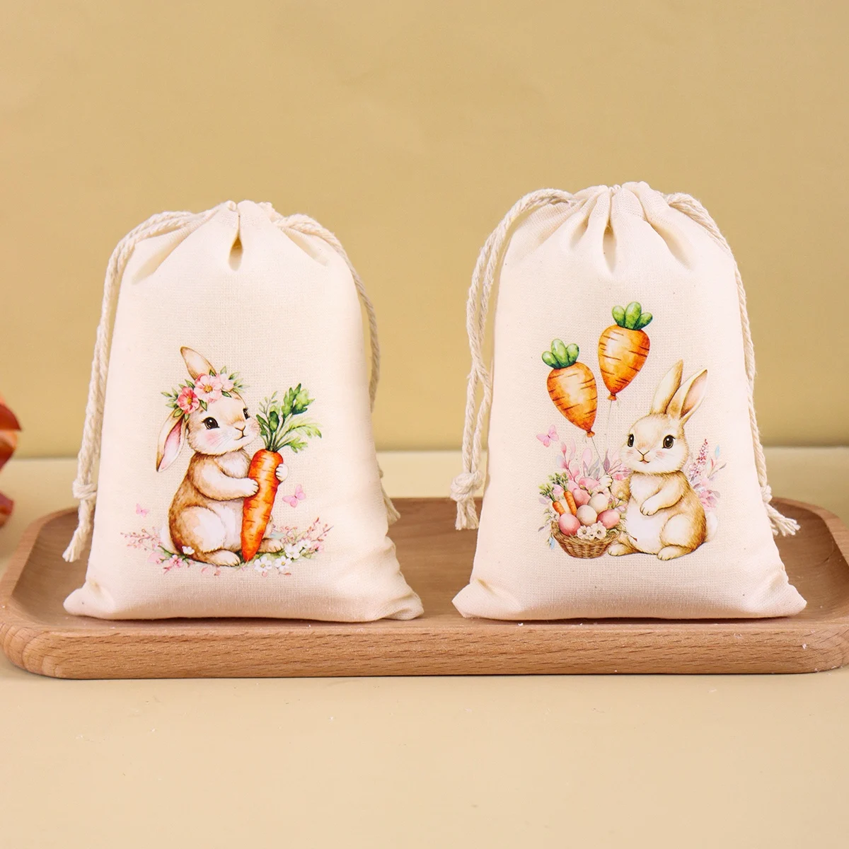 6pcs Happy Easter Cotton Candy Bags Bunny Eggs Treat Gift Bags for Easter Kids Cookies Snack Pack Bags Party Decorations - Detail 1