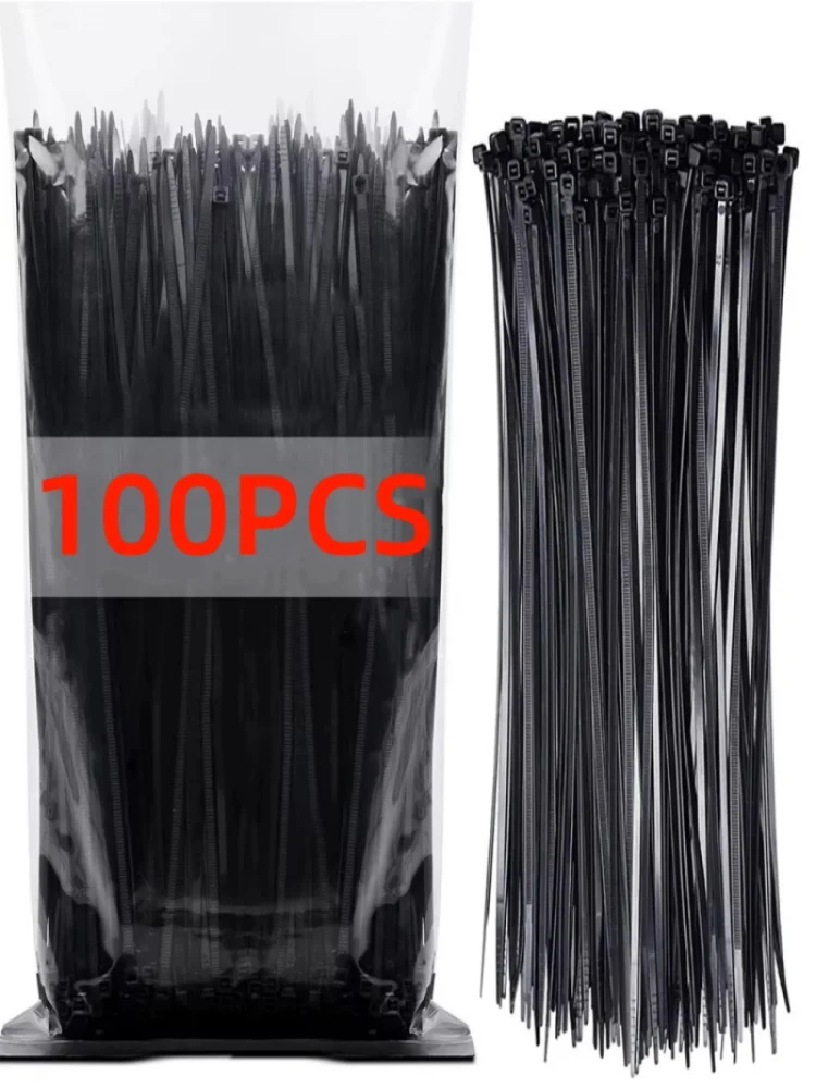 100 Stuks Nylon Kabelbinders Verstelbare zelfsluitende Koordbinders Bandjes Bevestigingslus Herbruikbare Plastic Draadbinders Voor Thuiskantoor - afbeelding 2