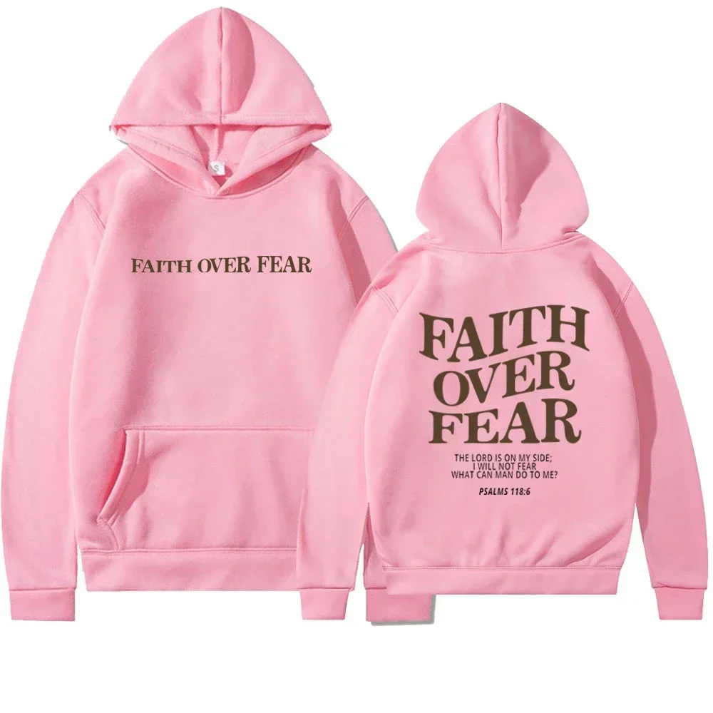 Faith Overcomes Fear - Christian Hooded Sweatshirts Jesus Hoodie Fashion Men Women Hoodies Casual Pullover Hooded Sweater