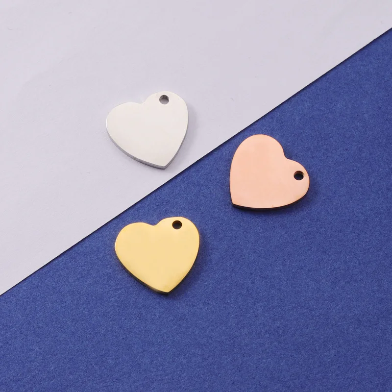 

10Pcs/Lot Mirror Polished Stainless Steel Love Heart Stamping Blanks Tags 14*15mm Pendants For DIY Jewelry Accessories Wholesale