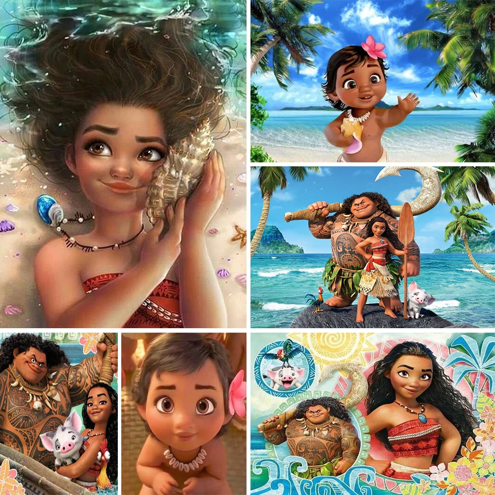 Disney Anime Diamond Painting Moana Series Full Round Diamond Embroidery Cartoon Home Decor