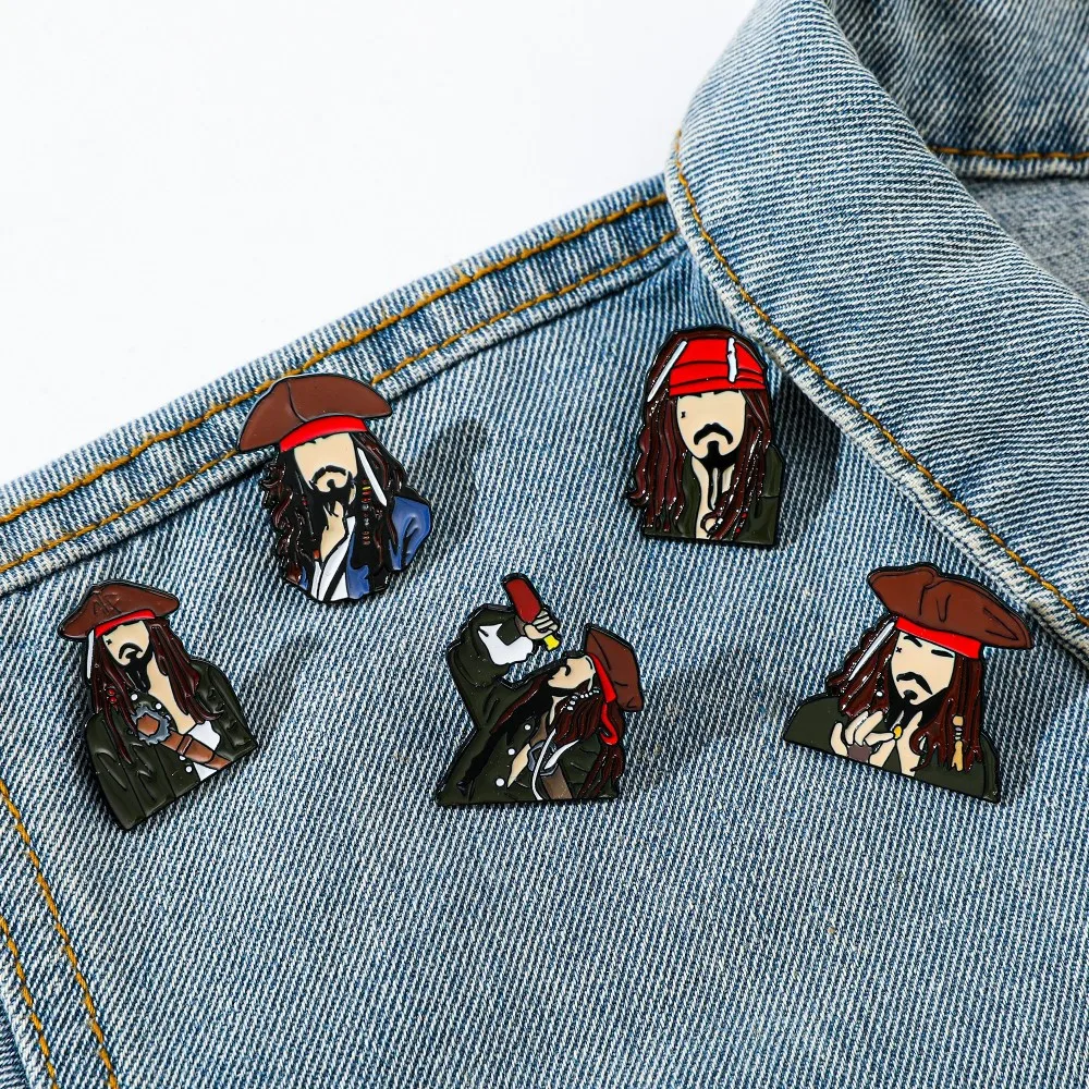 Pirates of the Caribbean Jack Sparrow Enamel Pin Brooch Creative Metal Badge Unisex Fashion Accessory for Clothing And Backpacks