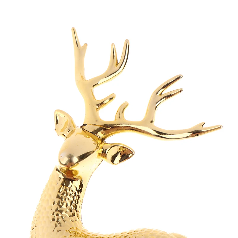 1PCS Gold Deer Statue Reindeer Figurines Plastic Elk Sculpture Living Room Luxury Home Christmas Decoration Tabletop Ornaments