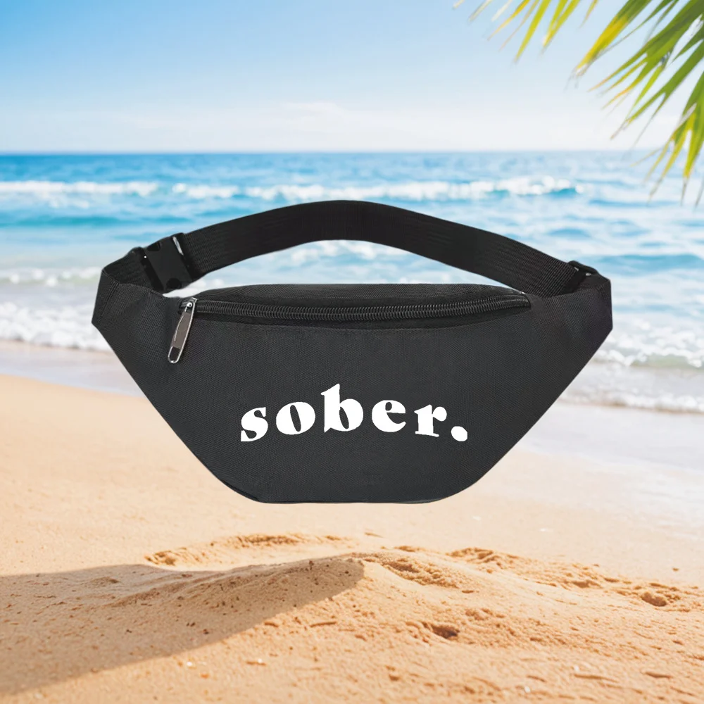 sober. Waist Backpack Crossbody Chest Bag Street Casual Sporty Fashionable Simple Unique Printed Design