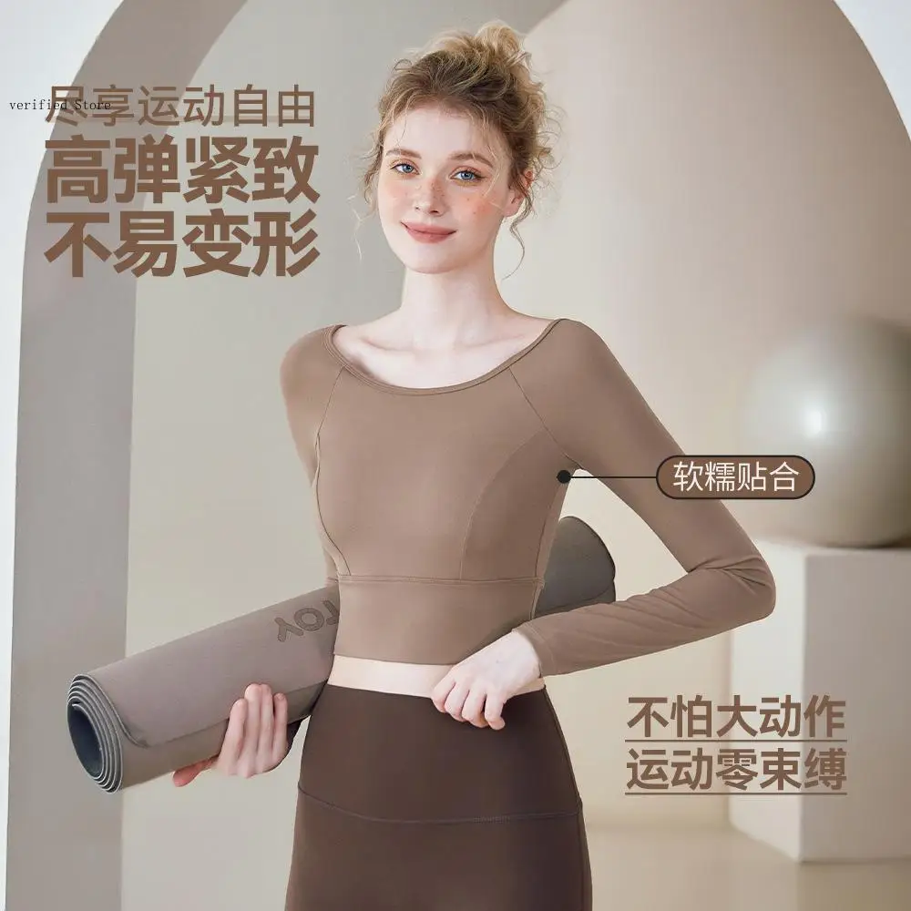 Summer and Autumn Sports Outdoor Fitness Yoga Mesh Cross Back Beauty Long Sleeve Fitness Clothes for Women